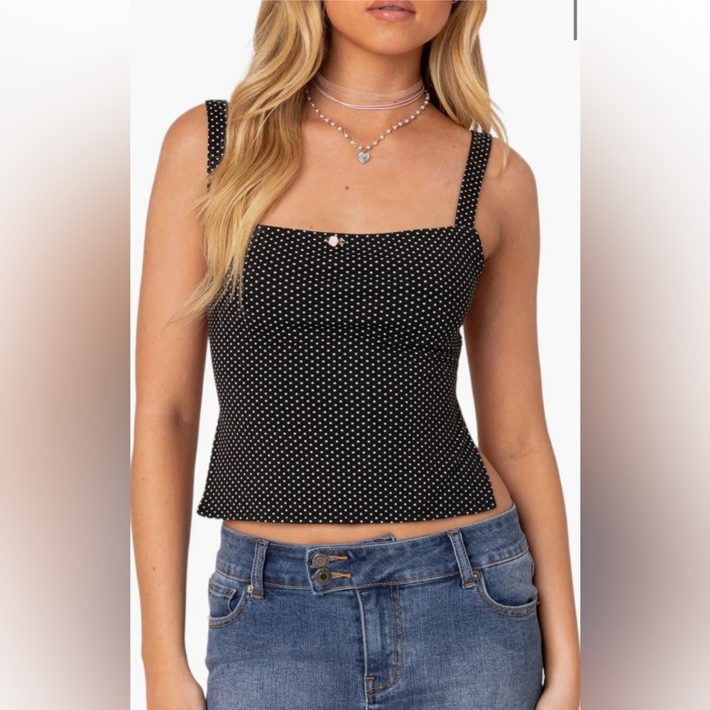 Edikted Kaia Black Polka Dot Crop Top
